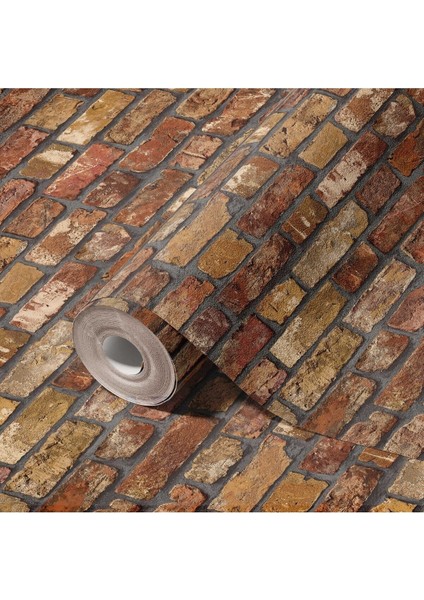 Taş Desenli Kahverengi Duvar Kağıdı 16,5 M², Silinebilir - Roka 23104-4 fiyatları