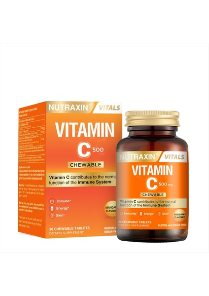 Vitamin C 500 Mg 30 Çiğneme Tablet Takviye Edici Gıda