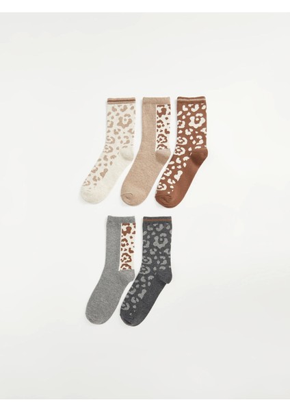 Lcw Dream Bej Desenli Kadın Soket Çorap 5'li