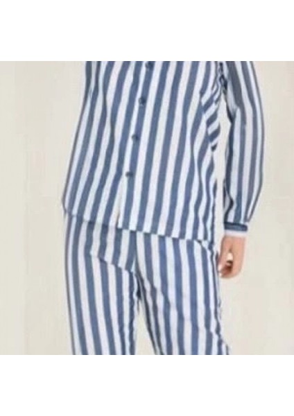 Mdb Freshness 4007 Kadın Uzun Kol Çizgili Gaffuriye Pijama Takımı