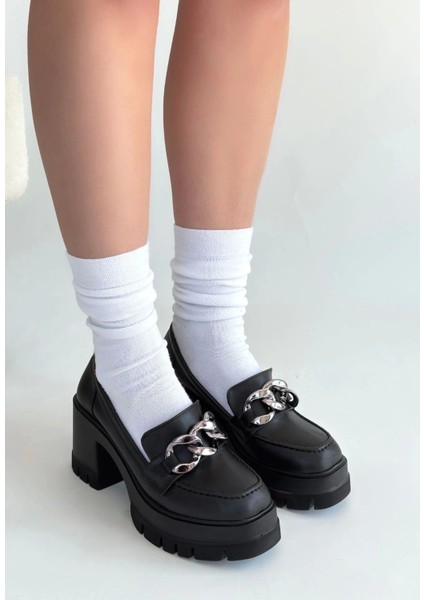 Winar Siyah Cilt Doldu Topuk Ayakkabı modelleri