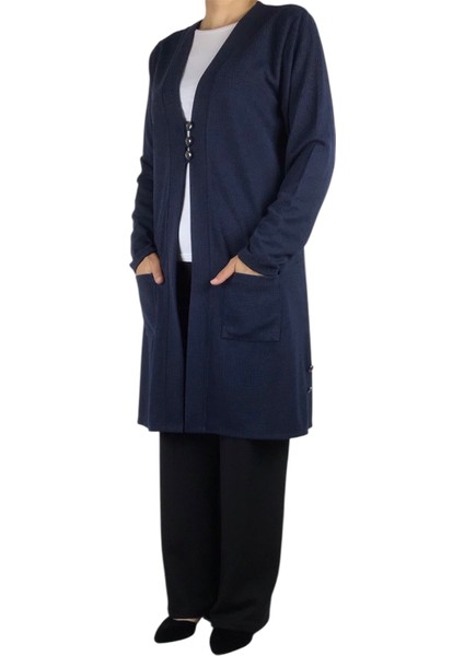 Kadın Önü Üç Düğmeli Mevsimlik Cepli Hırka modelleri