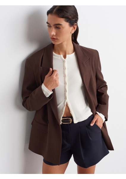 31413 Düğmeli Detaylı Hırka-Ekru