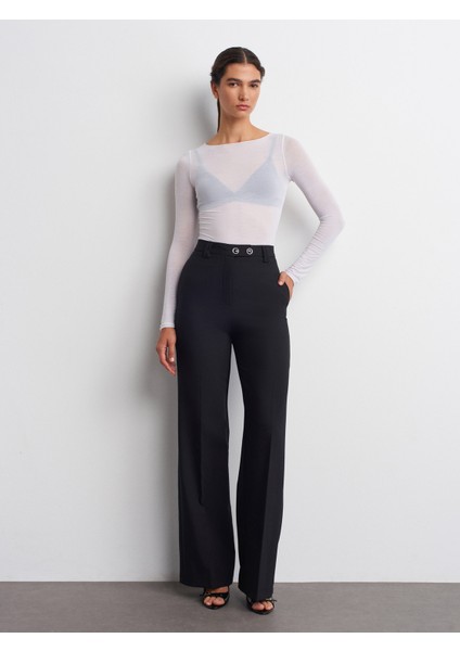 72169 Geniş Paça Kumaş Pantolon-Siyah modelleri