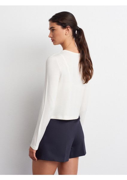 71663 Normal Bel Pili Detaylı Şort-Lacivert fiyatları