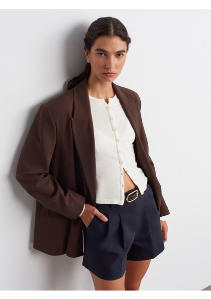 71663 Normal Bel Pili Detaylı Şort-Lacivert indirimleri