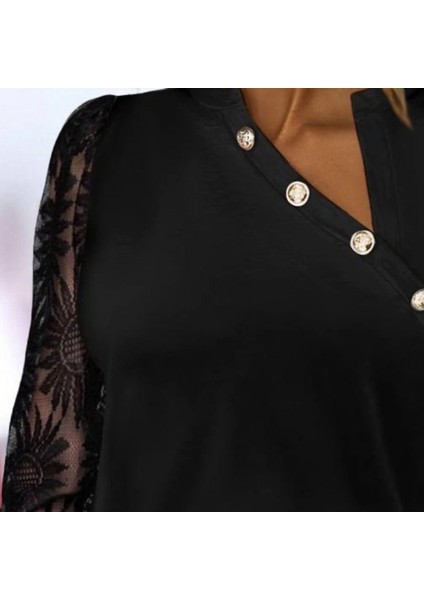 Mdb Kadın Uzun Kollu Yakası Asimetrik Detaylı Düğmeli Viskon Iki Iplik Bluz fiyatları