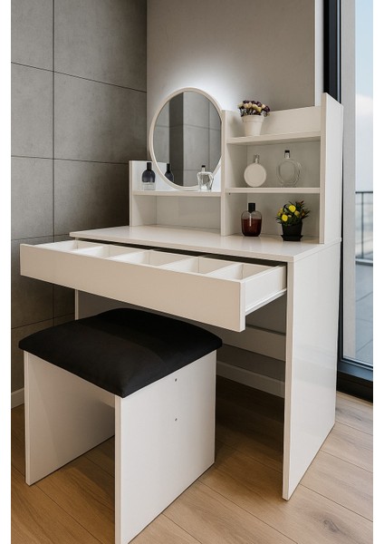 Aynalı Tabureli Ledli Makyaj Masası fiyatları