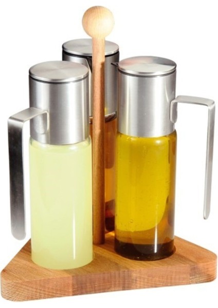 Şık Ahşap Üçlü Yağlık Sirkelik Seti 180 cc