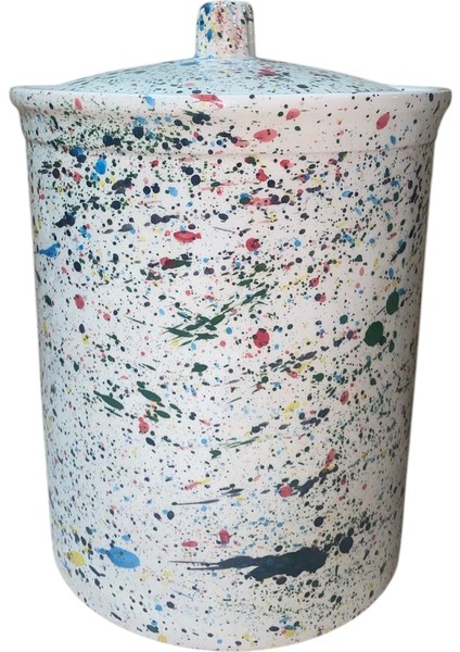 Renkli Desenli Şık Tekli Seramik Çöp Kovası, Pratik ve Modern Tasarım