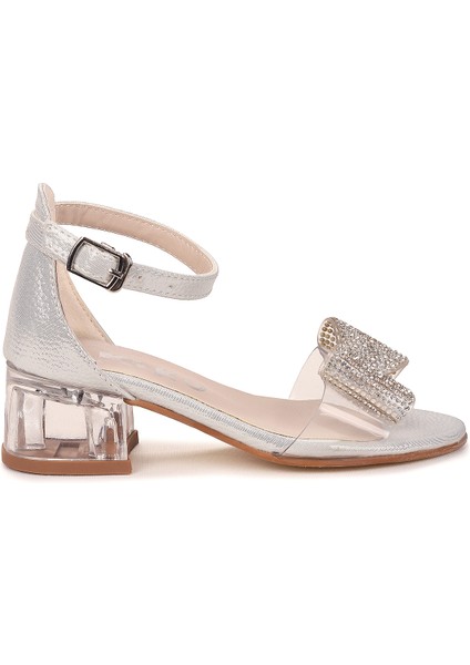 Tire Vakko Kız Çocuk 4 cm Şeffaf Topuklu Sandalet Abiye Ayakkabı modelleri
