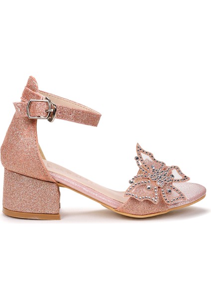 Zete Kum Simli Kız Çocuk 4 cm Topuklu Sandalet Abiye Ayakkabı modelleri