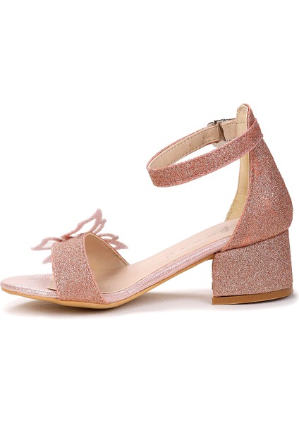 Zete Kum Simli Kız Çocuk 4 cm Topuklu Sandalet Abiye Ayakkabı fırsatları