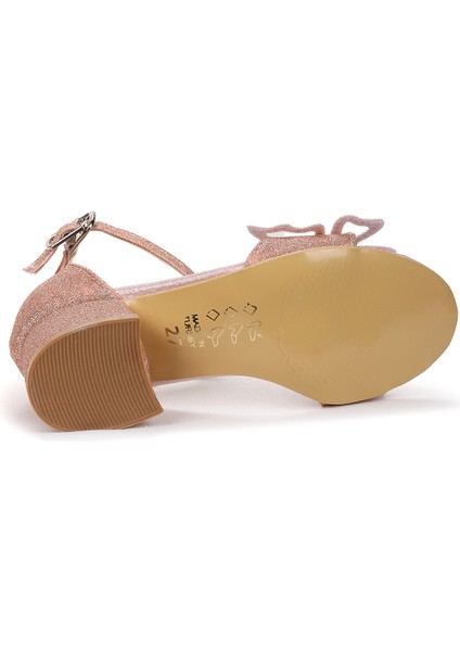 Zete Kum Simli Kız Çocuk 4 cm Topuklu Sandalet Abiye Ayakkabı indirimleri