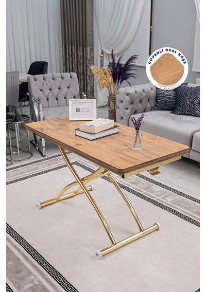 Juppo Üst Tabla Mdf Oval Köşe Alt Ayak Yuvarlak Gold Kaplama Dışa Kıvrım indirimleri