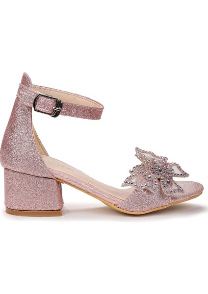 Zete Kum Simli Kız Çocuk 4 cm Topuklu Sandalet Abiye Ayakkabı modelleri