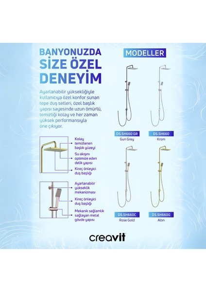 SH660G Gold Tepe Duş Sistemi modelleri