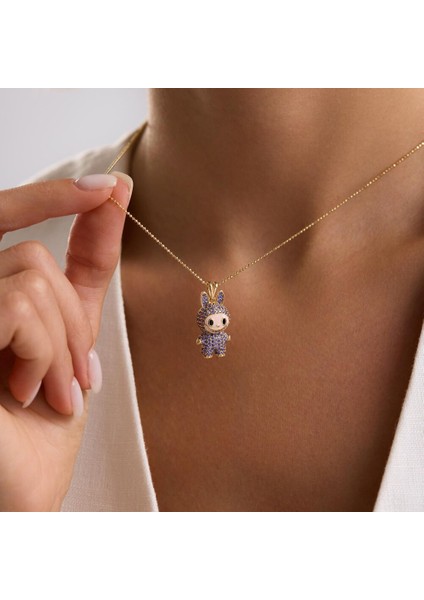 Labubu Kolye 14 Ayar Mor 2,5-1,5 cm modelleri