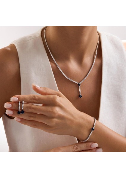 14 Ayar Su Yolu Set Beyaz Altın Aquamarine