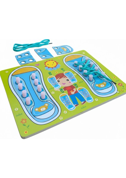 Montessori Bağcık Bağlama Eğitim Panosu – Ayakkabı Bağlama Oyuncağı, Ince Motor & Öz-Bakım Becerileri (3+) indirimleri