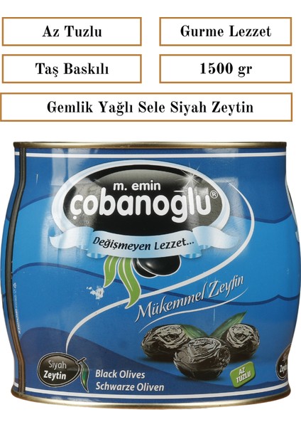 Gemlik Yağlı Sele Siyah Zeytin | 1.5 kg | 261/290 Kalibre | İri Boy | +plus Lezzet
