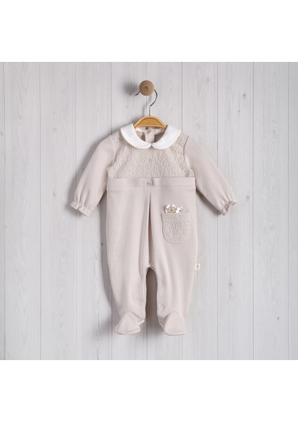 Cepte Çiçek Aksesuarlı Bebe Kız Tulum