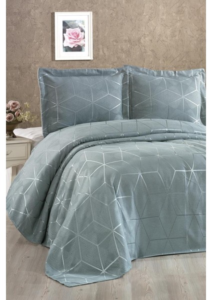 Verona 3 Parça Çift Kişilik Yatak Örtüsü Yeşil