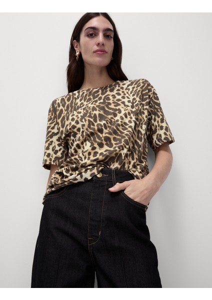 Pamuklu Desenli Kısa Kollu T-Shirt