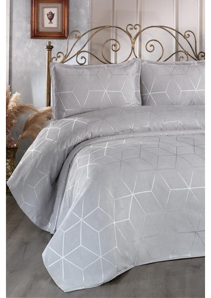 Verona 3 Parça Çift Kişilik Yatak Örtüsü Gri