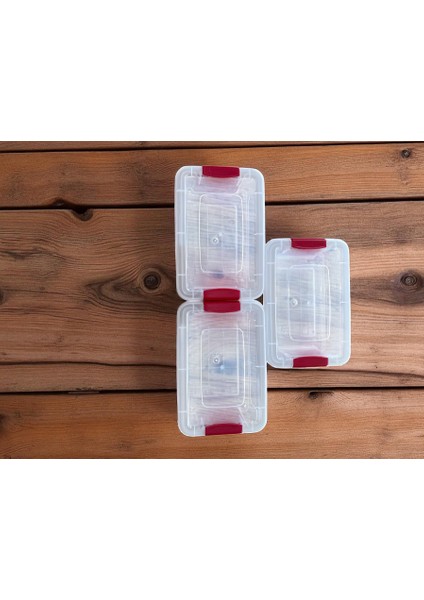 3'lü Saklama Kabı / Şeffaf Şık Görünüm Rahat Kullanım Sızdırmaz Kapak