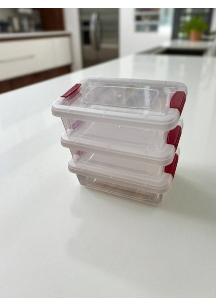 3'lü Saklama Kabı / Şeffaf Şık Görünüm Rahat Kullanım Sızdırmaz Kapak