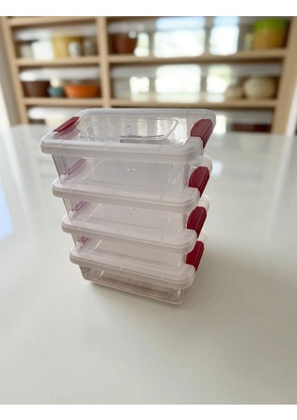 4'lü Saklama Kabı / Şeffaf Klipsli Kapak Sızdırmaz Şık Tasarım fiyatları