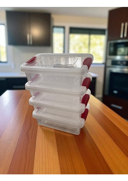 4'lü Saklama Kabı / Şeffaf Klipsli Kapak Sızdırmaz Şık Tasarım indirimleri