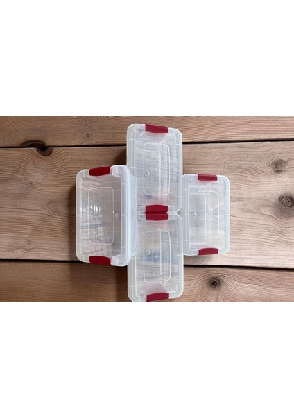 4'lü Saklama Kabı / Şeffaf Klipsli Kapak Sızdırmaz Şık Tasarım