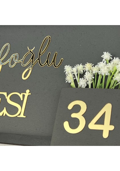 Kişiye Özel Gri Ahşap Çerçeveli Aile Ismi ve Kapı Numarası Tabelası – Dekoratif Kapı Süsü modelleri