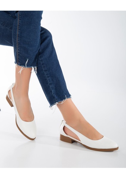 MaskButik Volpen Cilt Kısa Topuk Ayakkabı Beyaz