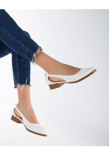 MaskButik Volpen Cilt Kısa Topuk Ayakkabı Beyaz fırsatları