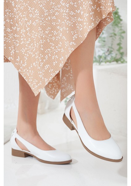 MaskButik Volpen Cilt Kısa Topuk Ayakkabı Beyaz indirimleri