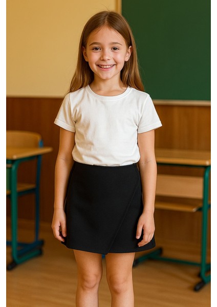 06-14 Yaş Kız Çocuk Kapaklı Etek - Siyah