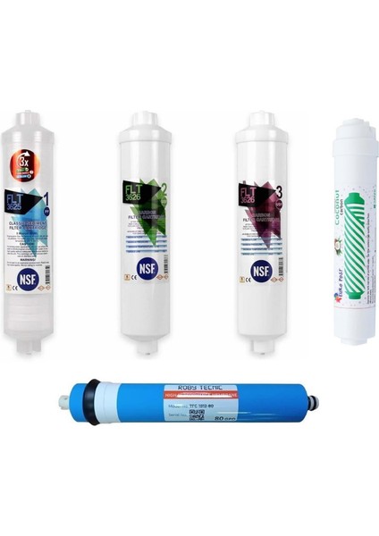 Roby 12" Inline Kapalı Kasa Takım Nsf Su Arıtma Filtresi Membranlı Set 5'li Çubuklu fiyatları