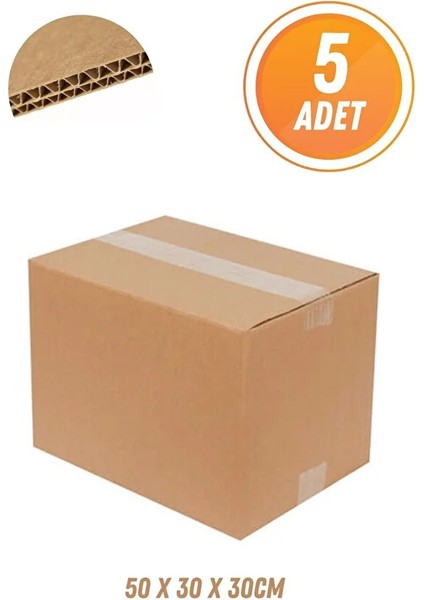 5'li Karton Koli Kutu Boş Karton 50X30X30 Küçük Boy Çift Oluklu