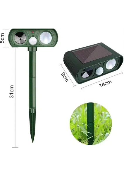 6415 Ultrasonik Güneş Enerjili Kedi Köpek Yabani Hayvan Kovucu fırsatları