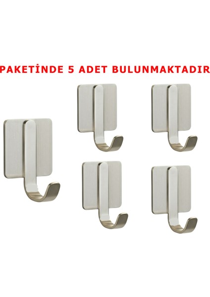Kendinden Yapışkanlı Askılık Çelik Pakette 5 Adet