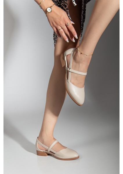 MaskButik Mary Kısa Topuk Ayakkabı Bej modelleri