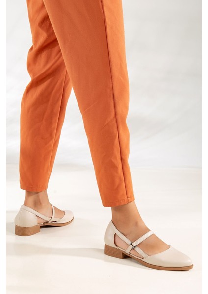 MaskButik Mary Kısa Topuk Ayakkabı Bej