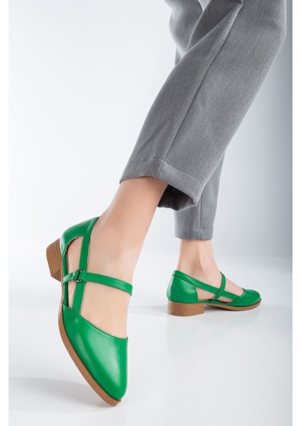 Mary Kısa Topuk Ayakkabı Yeşil