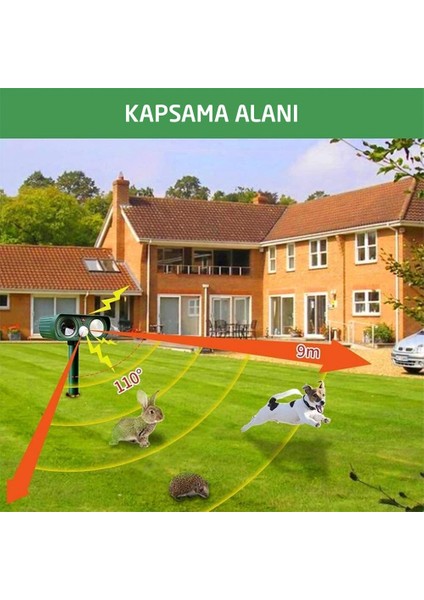 6415 Ultrasonik Güneş Enerjili Kedi Köpek Yabani Hayvan Kovucu