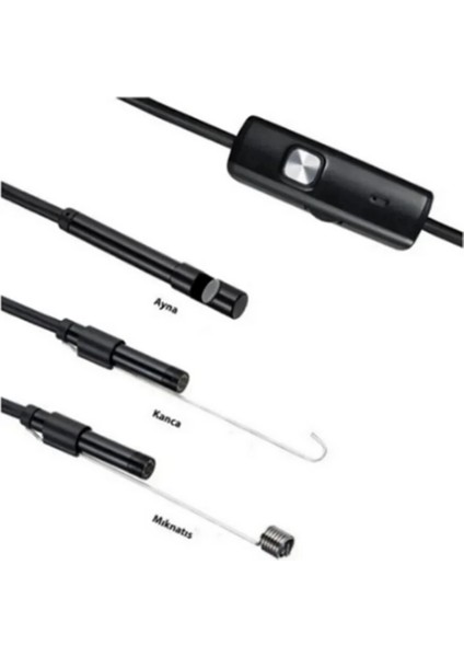 Endoskop Yılan Video Kamera Led’li 10 Metre 7 mm Sert Kablo