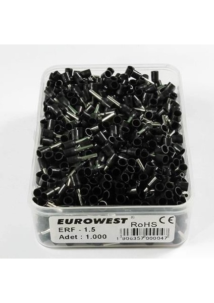 Izoleli Kablo Yüksük Fransız Normu 1,5mm Siyah (Erf-1,5) 1000 Adet fiyatları
