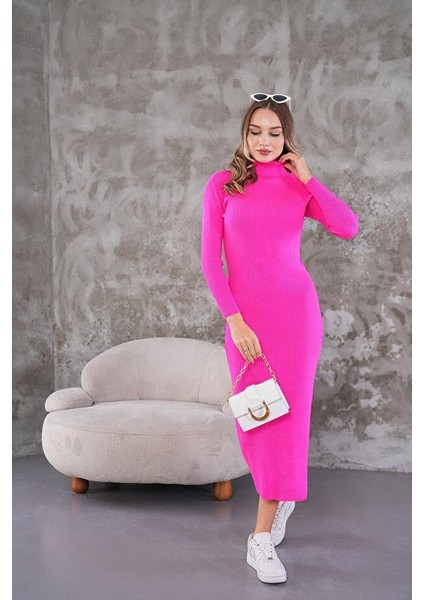 Fitilli Triko Elbise Fuşya Pembe fiyatları